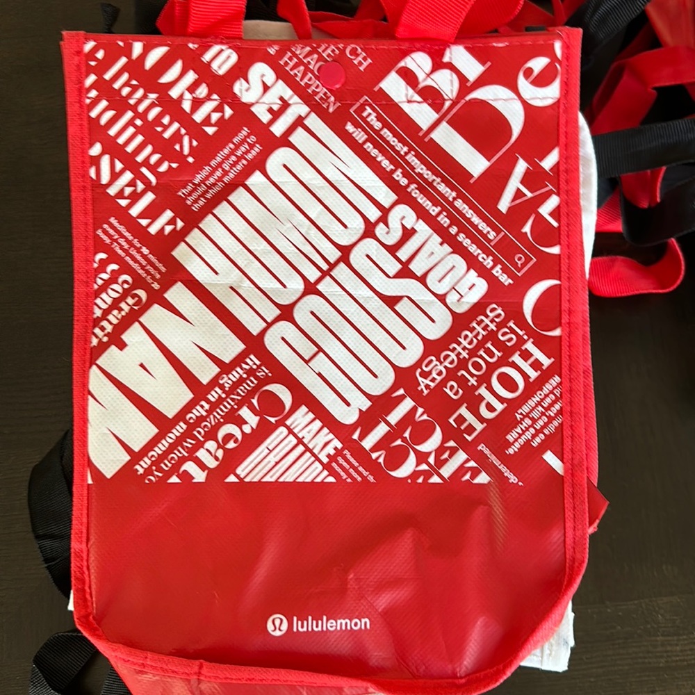 Lululemon Be All In Small White Black Reusable Tote Eco Bag Yoga Gym Lunch